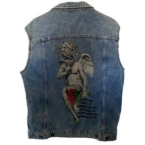 Young Thug Denim Cherub YSL Limited Release H&M Vest Mens Medium Blue Jean